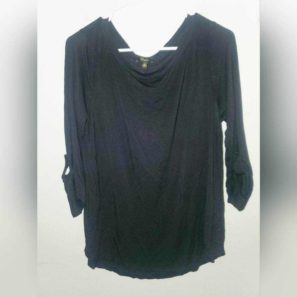 Cupio Black 3/4 Length Sleeve Top